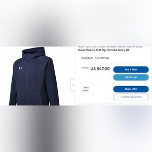 NEW 1351313 Under Armour Mens Hustle Cold Gear Fleece Full Zip Hoodie Navy